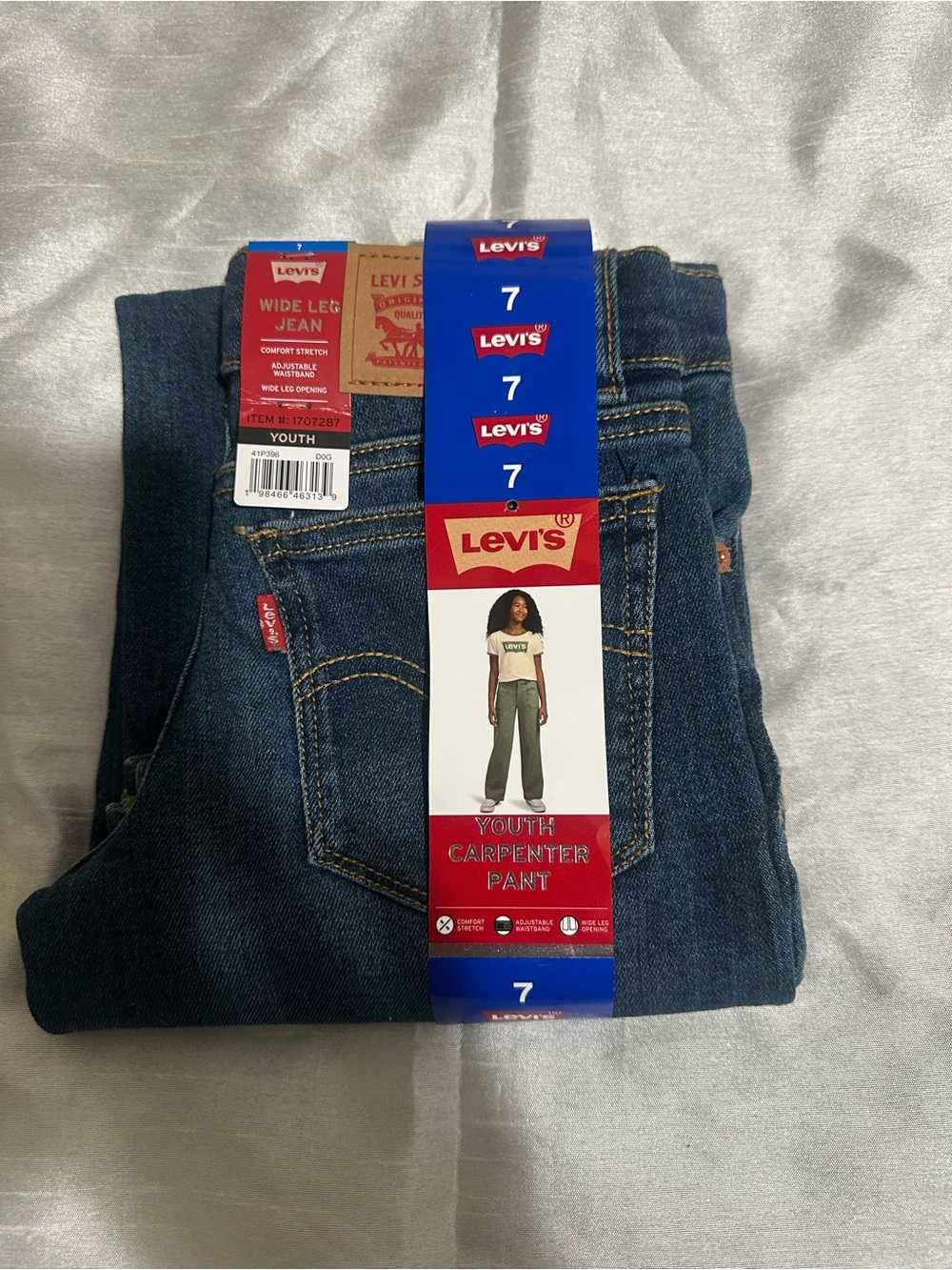 Levi's Youth Wide Leg Carpenter Jeans - Dark Blue Denim